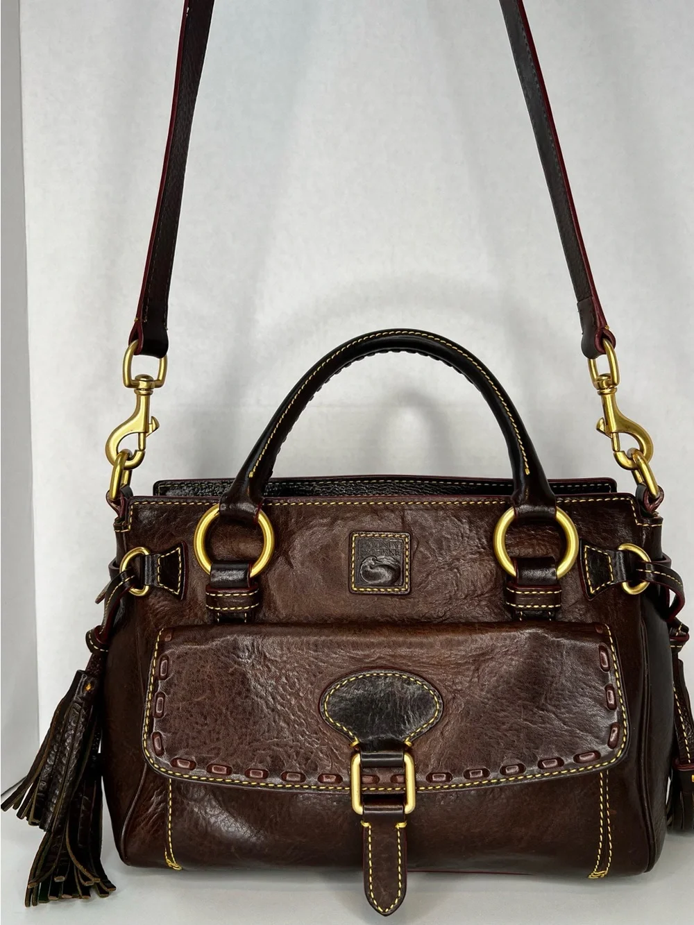 Dooney Bourke Florentine Leather Front Pocket Medium Satchel Bag - Picture 2 of 14
